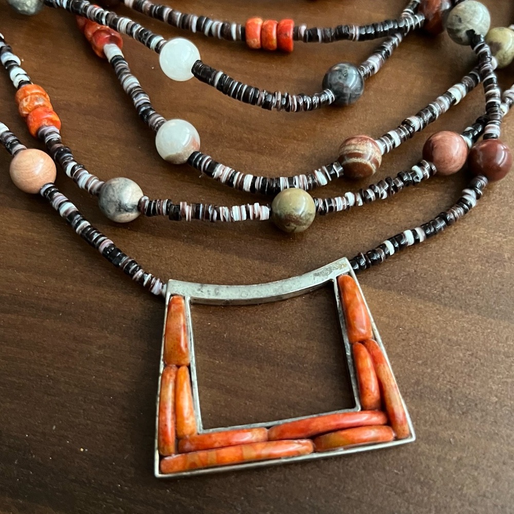 💙Vintage Sterling Silver Multi-Strand Beaded Necklace - Picture 2 of 8